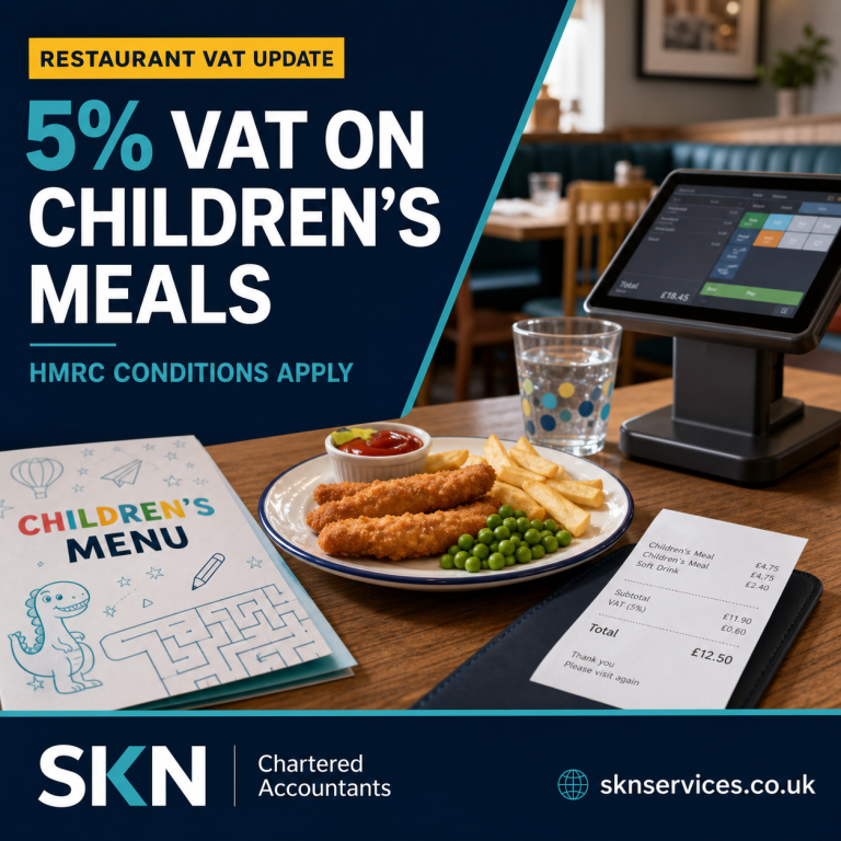HMRC restaurant VAT update explaining the temporary 5% rate for qualifying children's meals in 2026